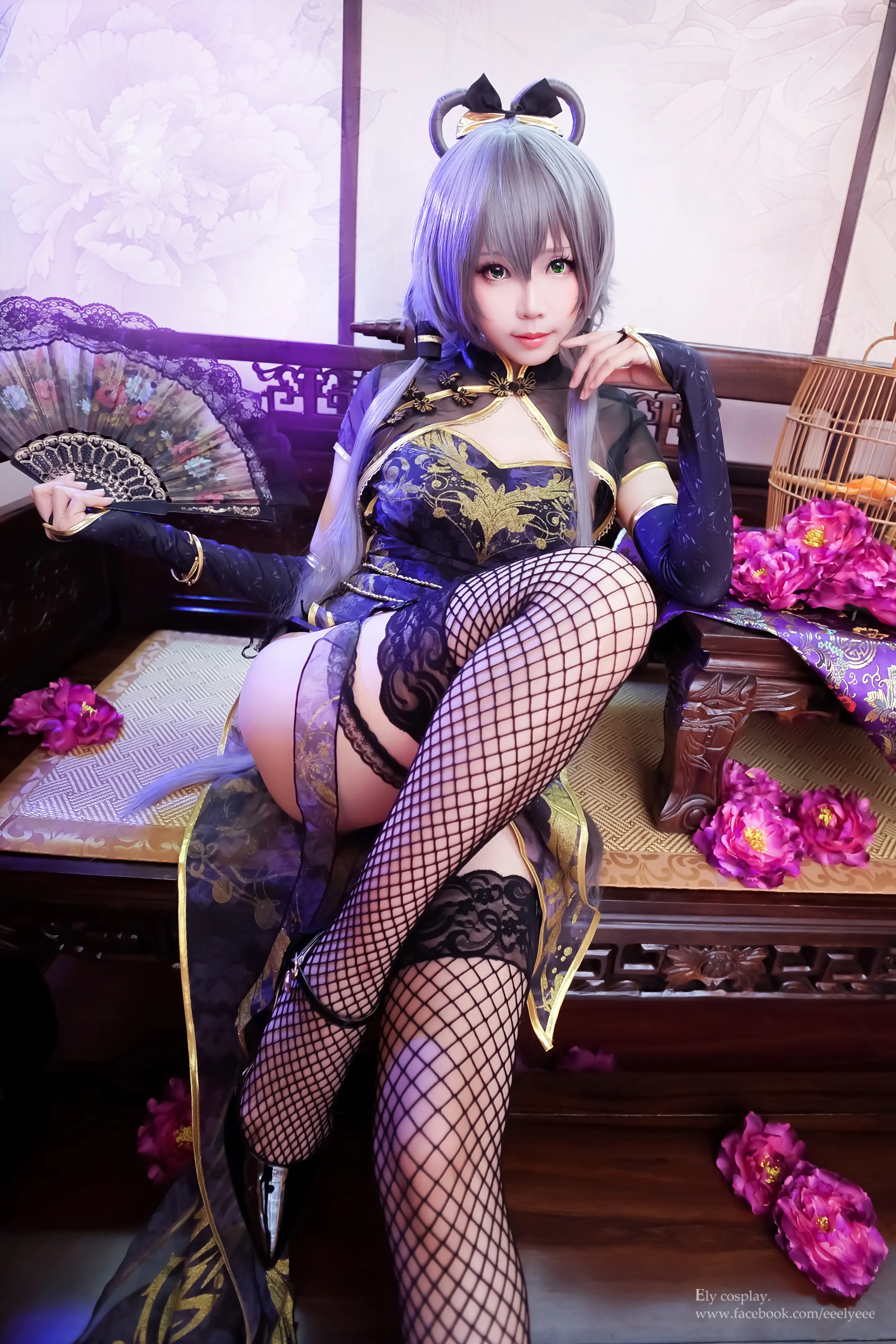 011 – [Ely] 天依-金丝雀旗袍-AQA.CC