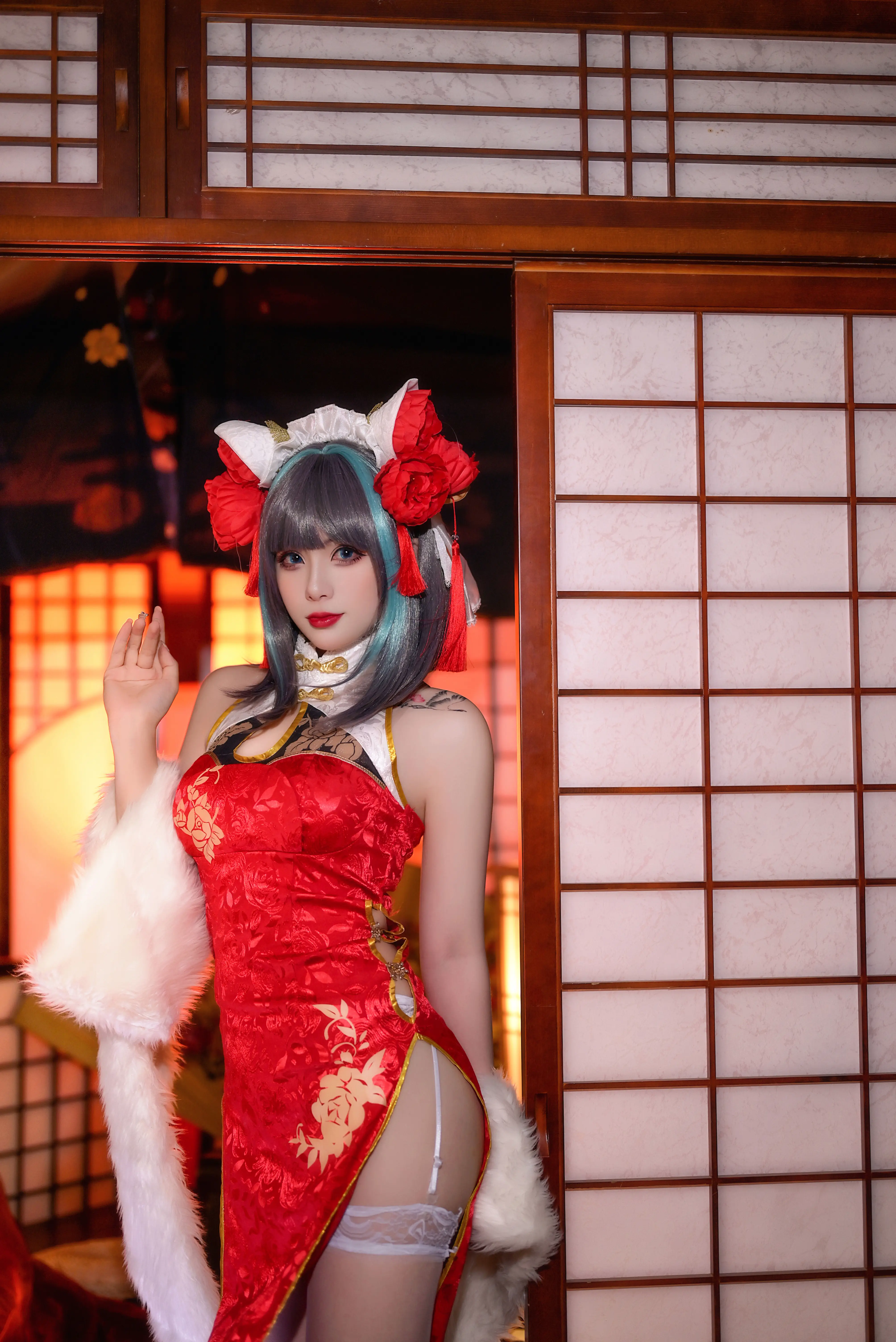 图片[2]-Zaya秋 NO.009 碧蓝航线 柴郡 红旗袍 [20P 177M]-AQA.CC