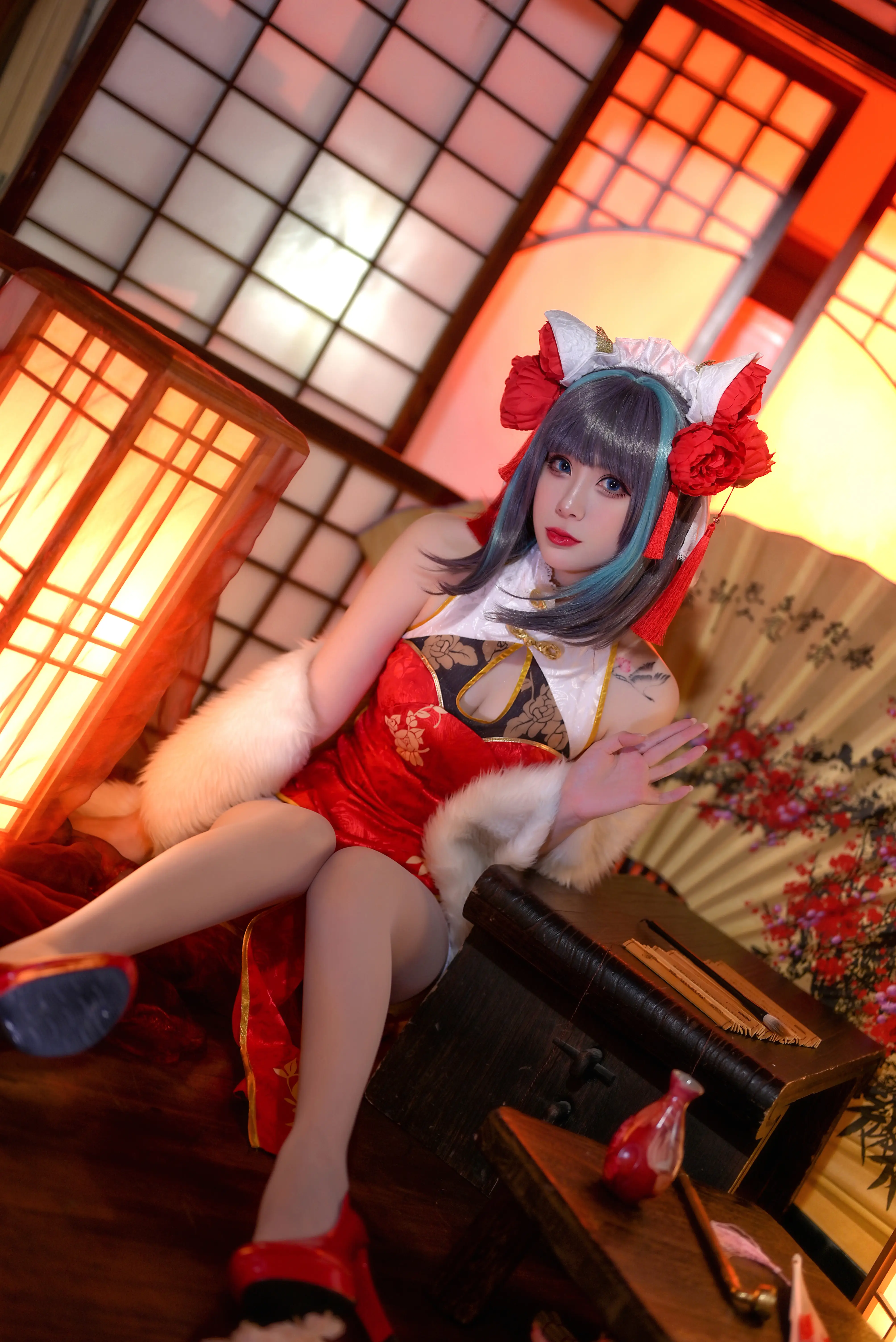 图片[5]-Zaya秋 NO.009 碧蓝航线 柴郡 红旗袍 [20P 177M]-AQA.CC