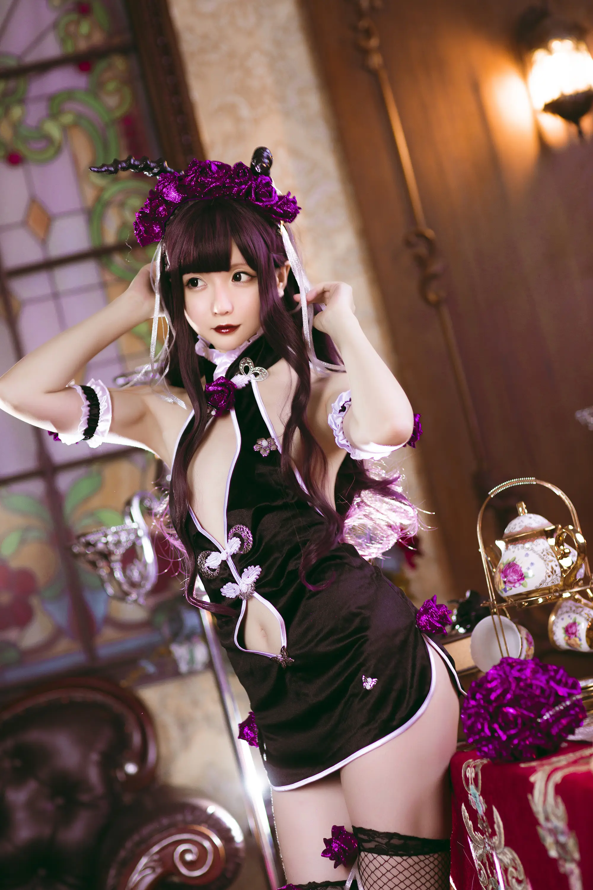 星之迟迟 Vol.060 花与旗袍《紫》[20P-73MB]-AQA.CC